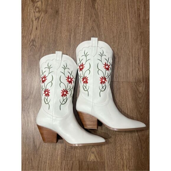 BiLLiNi Women's Yanet  Western Red Boots Pointed Toe Chunky Heel Boots size 9 - Picture 5 of 7